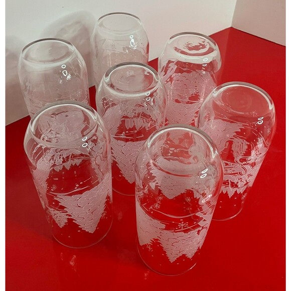 7 Avon Frosted Glass Christmas Tumbler (s) Sleigh Ride THROUGH THE WOODS - Picture 4 of 10